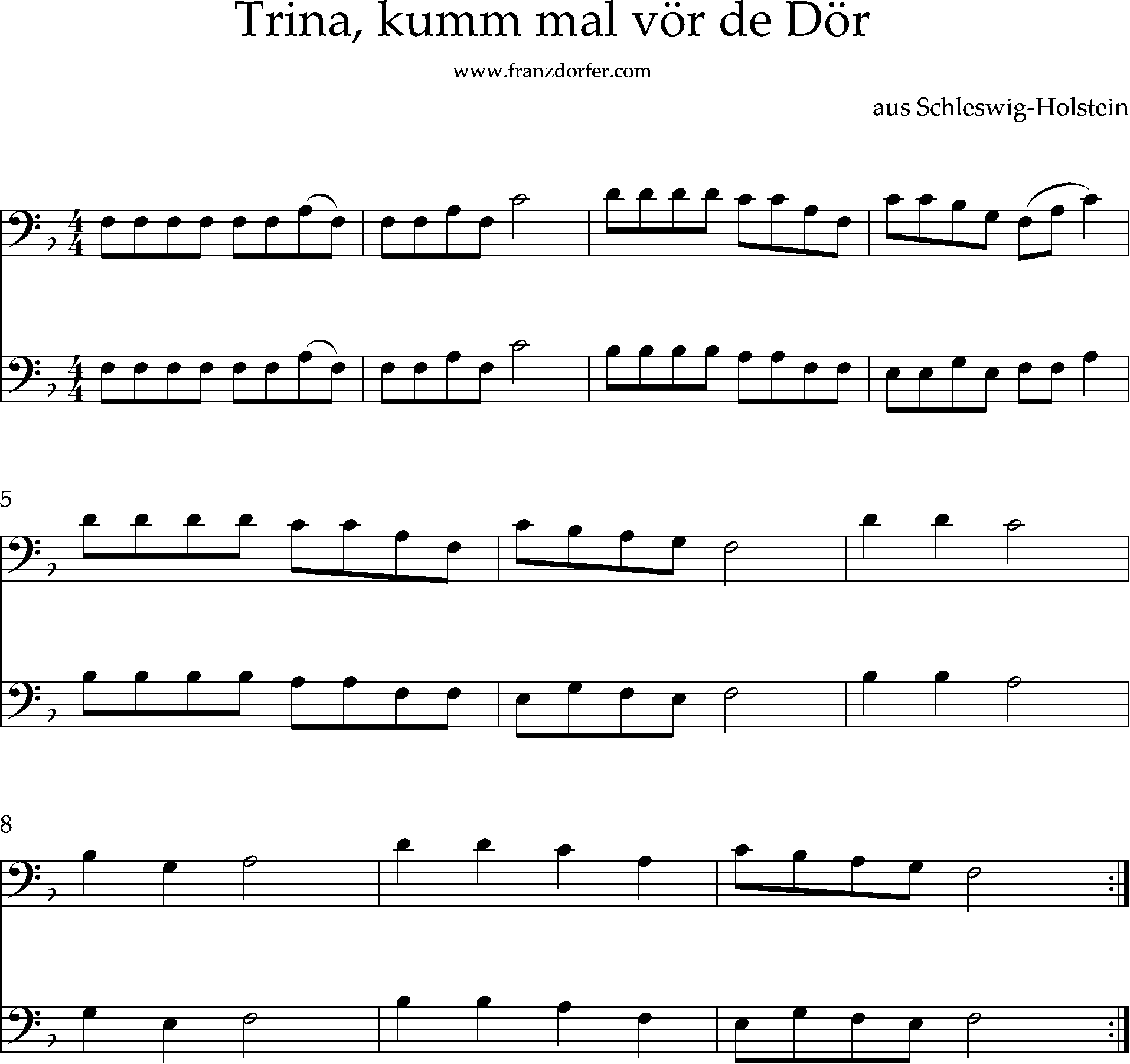 posaunennoten - F-Dur, Trina komm mal vor die Tür